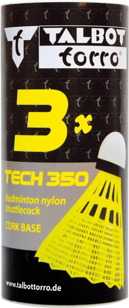 Talbot-Torro Badmintonball Tech 350, Nylonfederball, 3er Dose - in Gelb