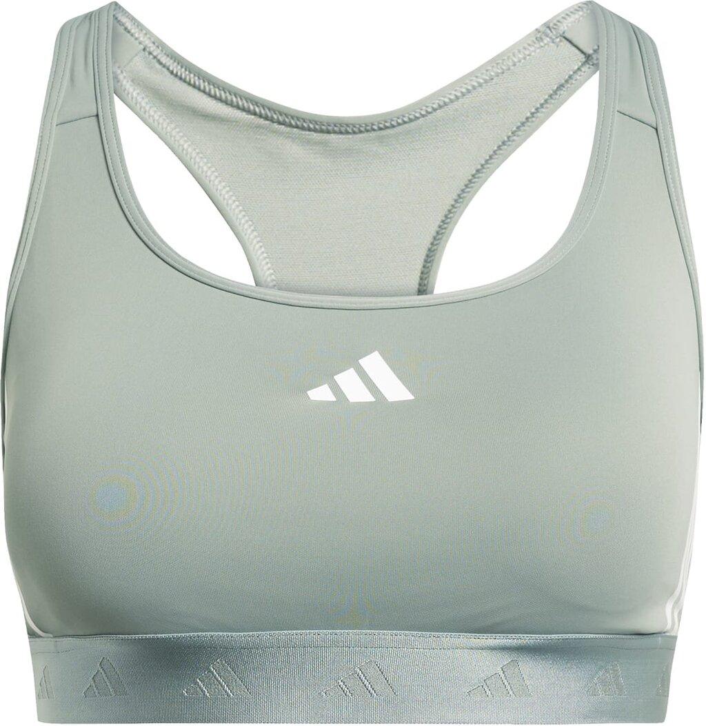 ADIDAS Damen BH Powerreact Training Medium-Support Hyperglam XS in Silber