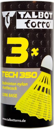 Talbot-Torro Badmintonball Tech 350, Nylonfederball, 3er Dose - in Gelb
