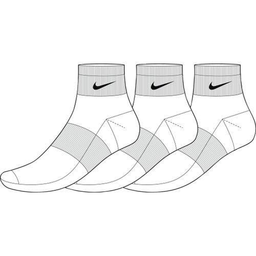 NIKE Herren U NK EVERYDAY CUSH QTR 3PR WHITE/BLACK